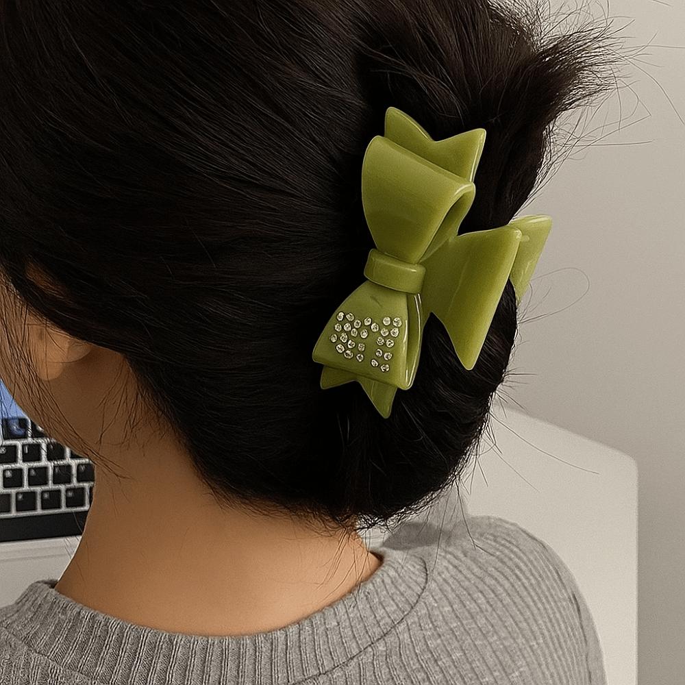 Rhinestone Acetate Shark Clip Elegant Small Hair Clip Ins Bowknot Hair Claw Daily