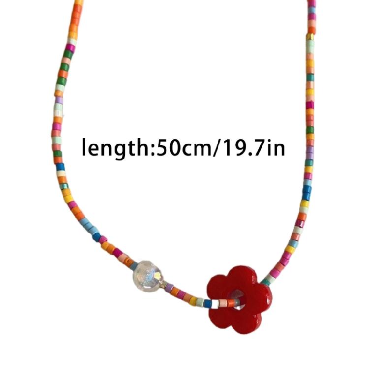 Colorful Flower Necklace Resin Pendant Choker Adjustable Chain Delicate Choker
