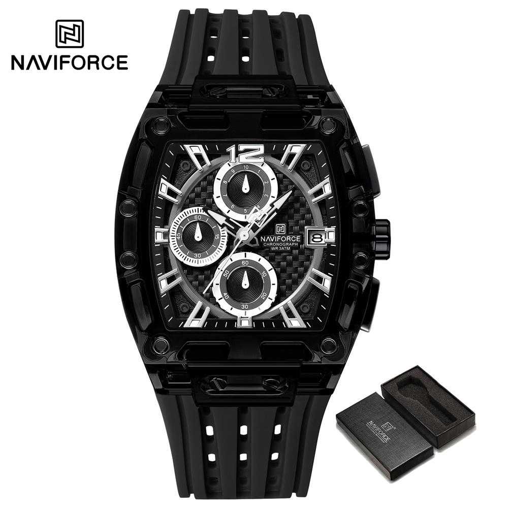 Naviforce Часы для мужчин Модные часы Повседневные спортивные часы с хронографом Водонепроницаемые ударопрочные часы унисекс чёрный