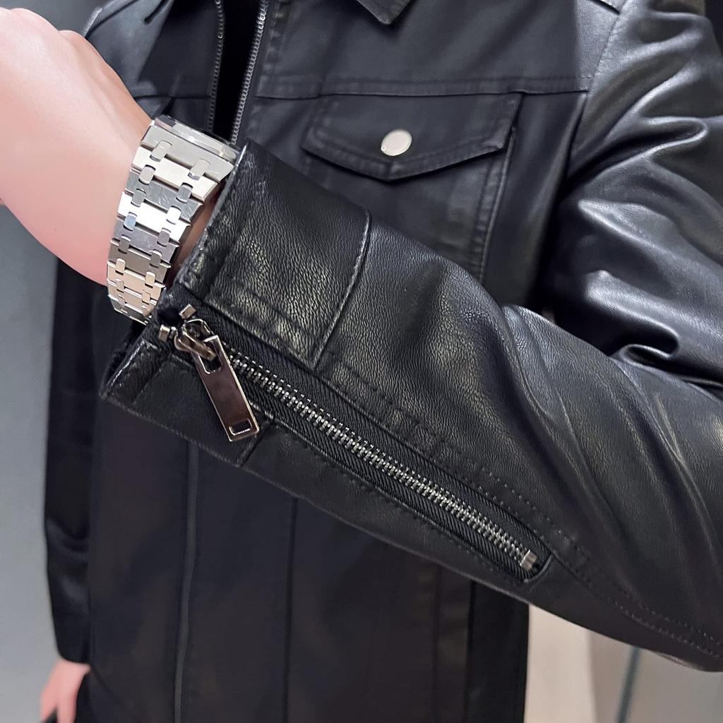 Leather Casual Outdoor Coat Solid for School [FSD.WG] Men's Jacket, Jacket, Leather, Color, Windproof, Fall/Winter, Commuting,