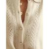 Cardigan da donna autunno inverno nuovo, tinta unita, traforato, scollo a V, aperto davanti, a un bottone, maglione lavorato a maglia per il lavoro