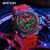 Sanda Skull Design Dual Display Waterproof Luminous Men's Student Multifunctional Watch