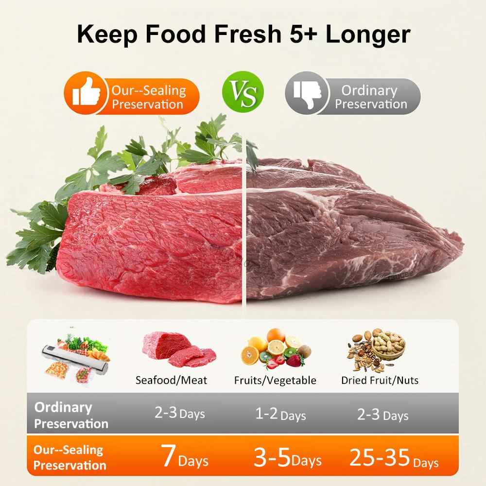 Food Vacuum Sealer Portable Kitchen Vacuum Packing Sealing Machine Plastic Bag Sealer With 10 Pcs Storage Bags