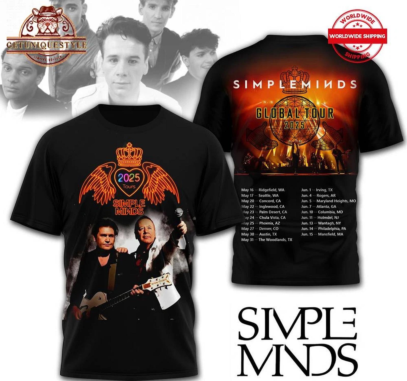 Simple Minds band global tour 2026 3D Shirt HOT NEW All sizes 2F558 XXL
