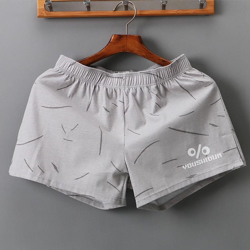 Men's Mid-Waist Cotton Boxer Briefs: Comfortable, Breathable Pajama and Home Pants with Flat-Leg Design