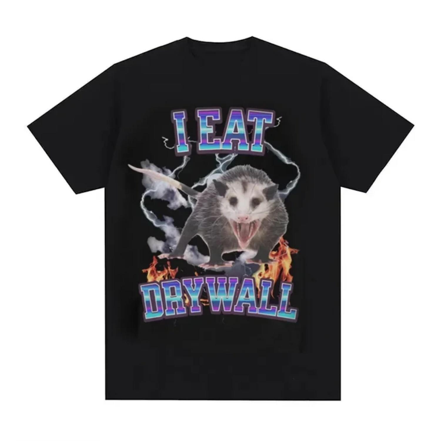 

Funny Meme I EAT DRYWALL Joke T Shirt Men s Women Clothing letter Top Short Sleeve Tee Summer Fashion Casual Cotton Oversize y2k S чёрный