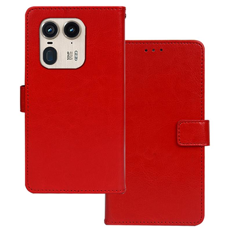 

For Motorola Edge 50 Ultra 5G/Moto X50 Ultra 5G Case Crazy Horse Texture Flip Leather Phone Cover Red