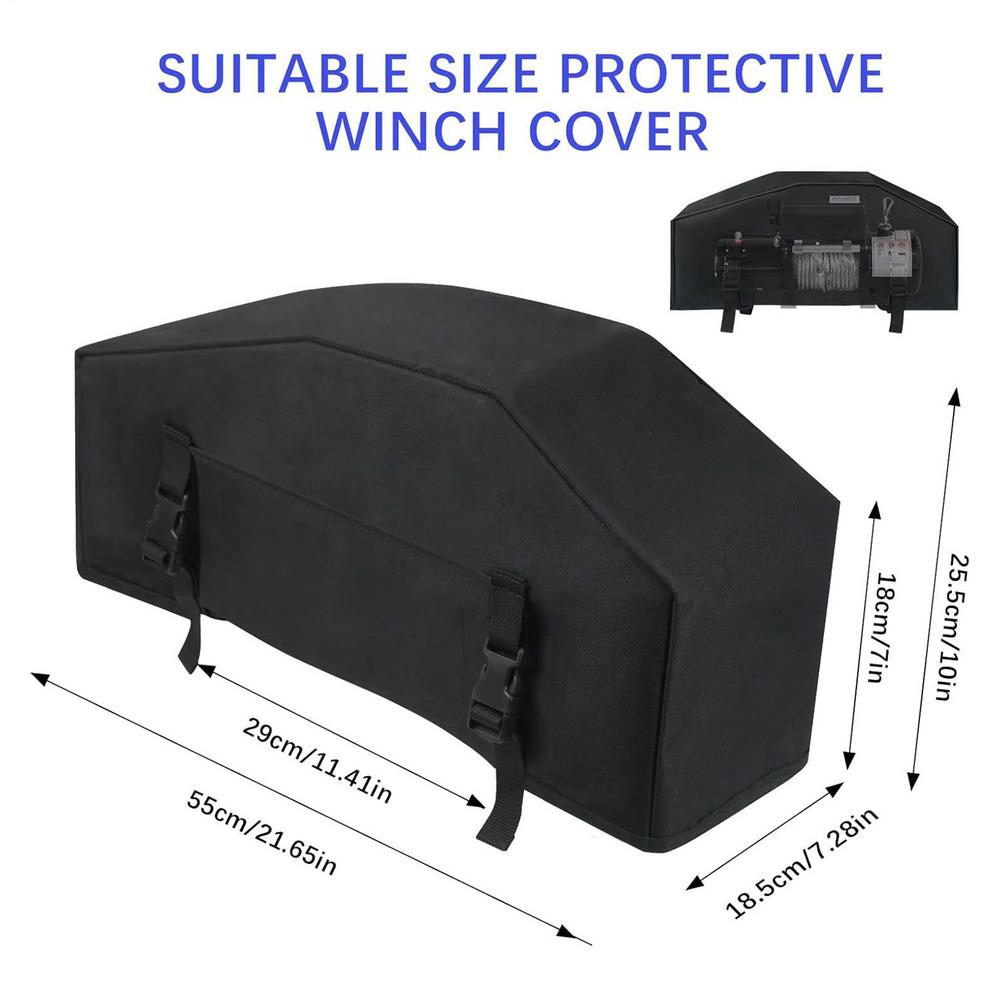 

Winch cover waterproof winch protective cover Adjustable Straps Oxford Waterproof Dust Cover for Snow Automobile чёрный