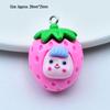 Resin Fruit Toy Pendant - 3D Strawberry & Peach Keychain DIY Jewelry Accessory