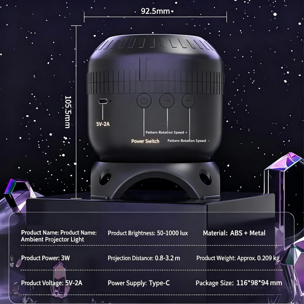 8 Patterns Christmas LED Projector Light Smart Dynamic Plug Play Rotatable USB Night Lamp for Bedroom Holiday Party Xmas Decor