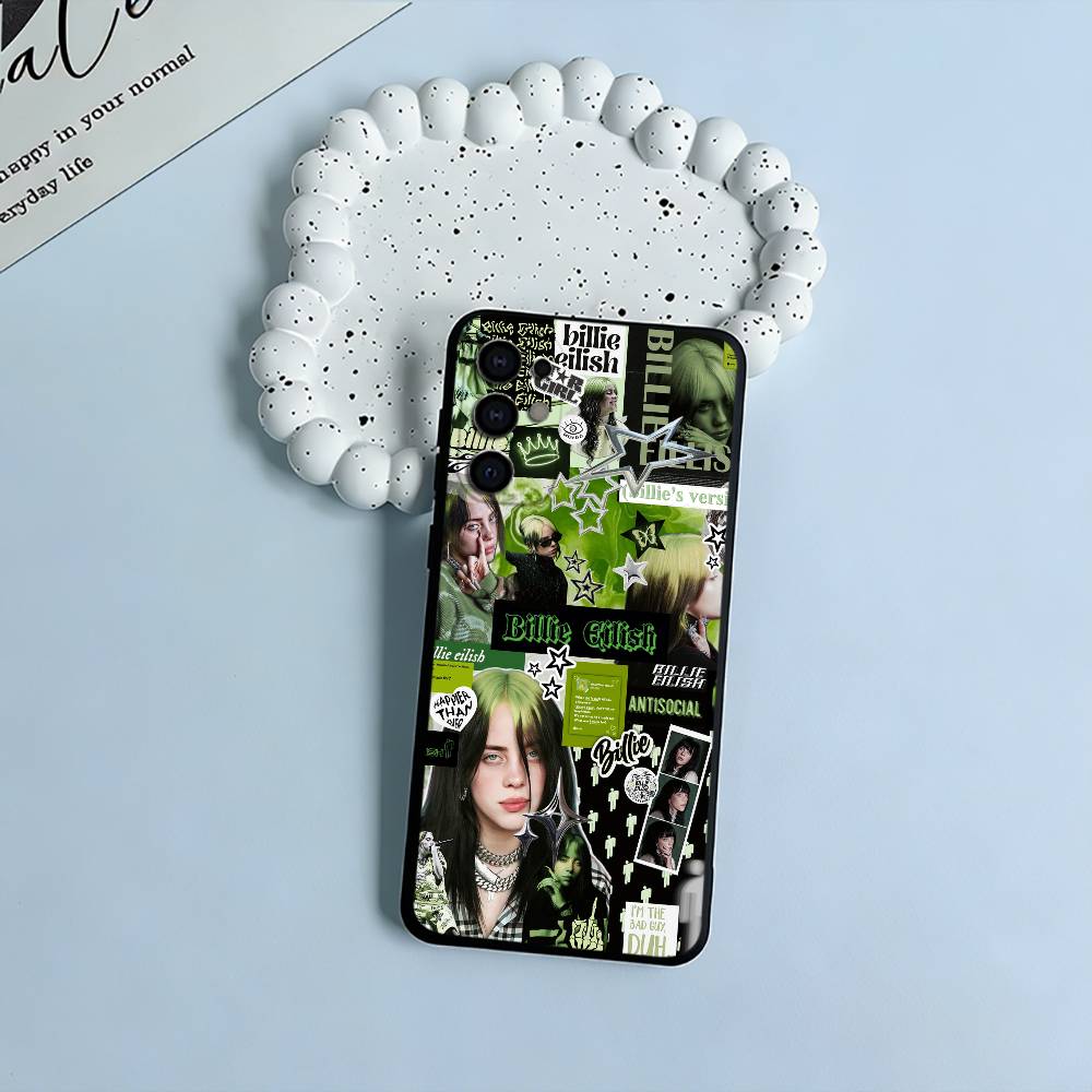 Gen Z talented singer-Billie E-Eilish Black Soft Silicone Phone Case for Samsung S25, S24, S21, S22, S23, S30, Ultra, S20, Lite