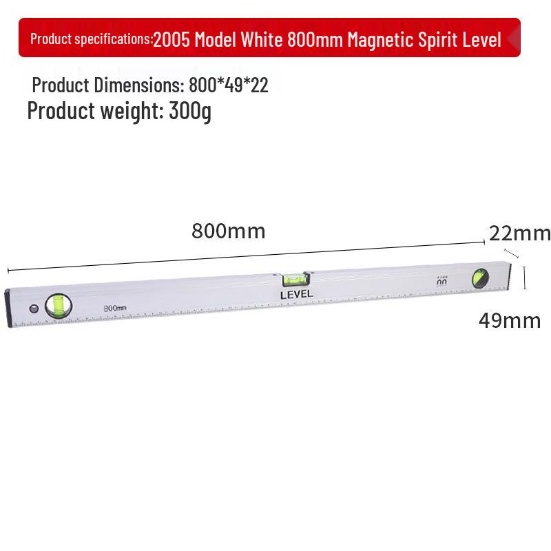 High-Precision Magnetic Spirit Level - Cast Aluminum, Strong Magnet, Multiple Specifications, Professional Measuring Tool for Home Use.