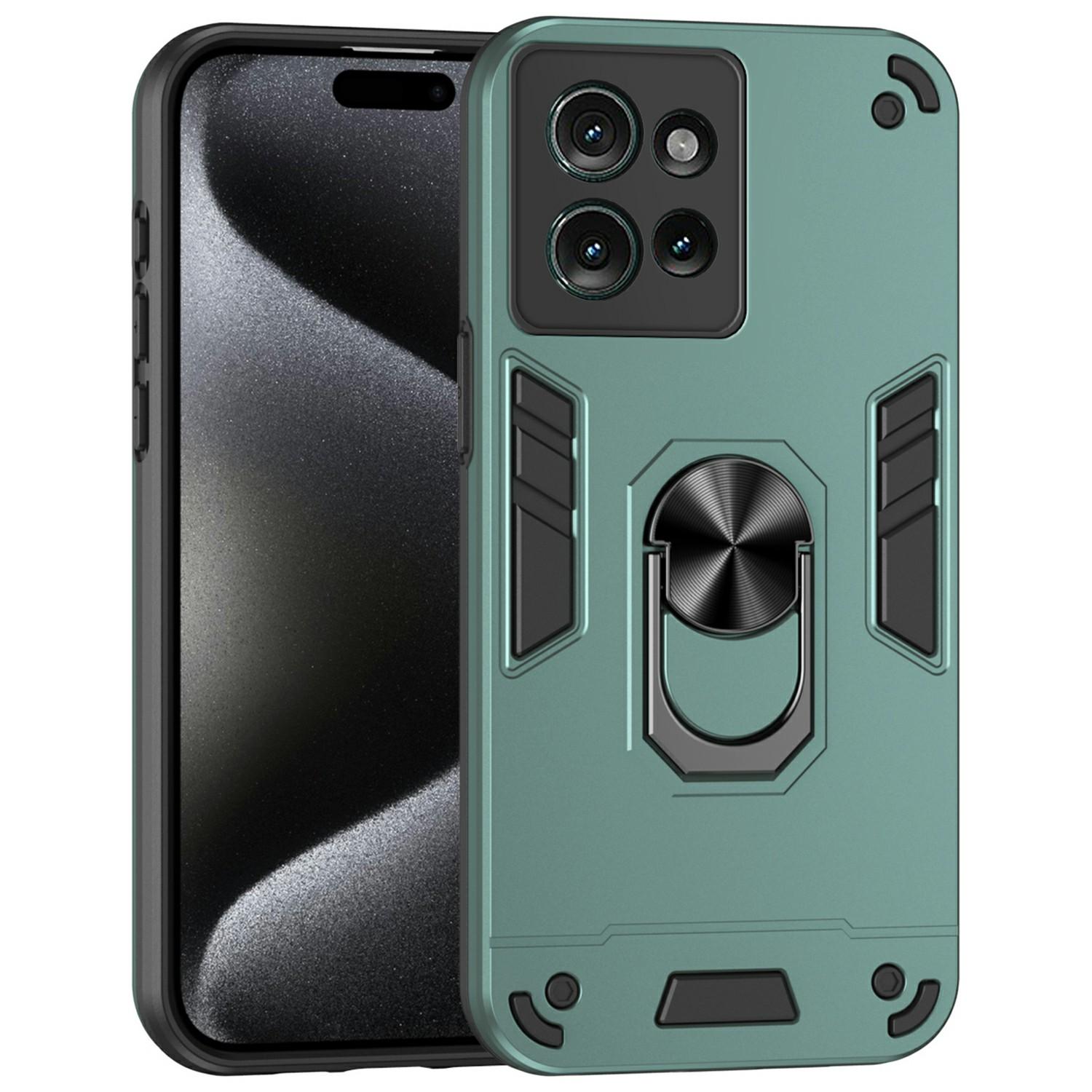 

For Motorola Edge 50 5G Case PC+TPU Drop Defend Phone Cover with Ring Kickstand Green