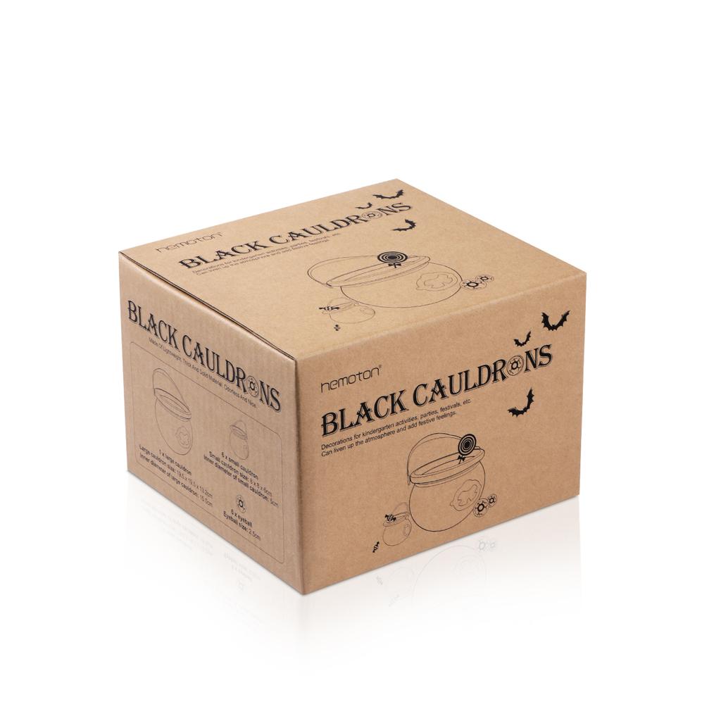 Hemoton 7KS Černý kotlík 6KS Oční bulvy Halloween Candy Bucket Rychlovarná konvice Pomůcky na párty Dekorace
