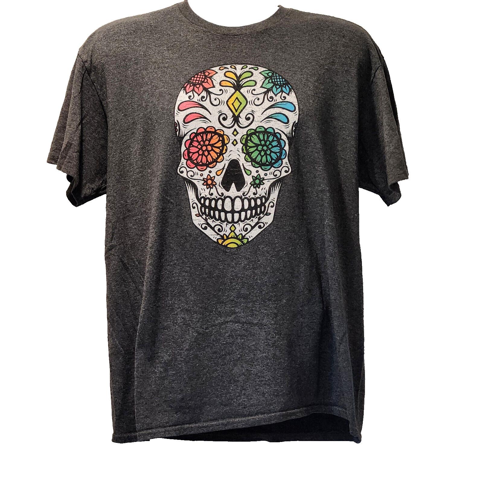 Delta Pro Weight Sugar Skull Shirt Unisex Large Heavy Preshrunk Cotton Tee Gray S разноцветный