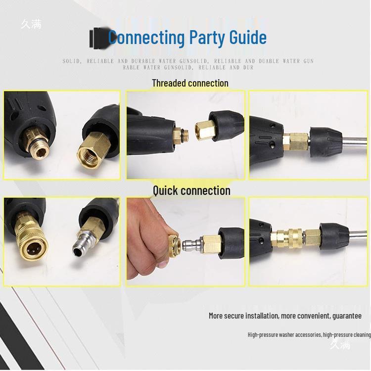 High-Pressure Washer 39cm Stainless Steel Extension Wand with 1/4" Quick Connect Male/Female Connector.
