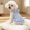 Ruffle Edge Dog Skirt Bow Decor Dog Harness Vest Cute Style Pet Dog Dress  Spring Summer