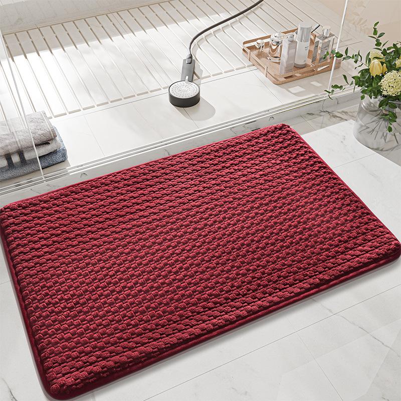 Corduroy Sponge Bath Mat, Soft Rebound Particle Plush Bathroom Rug, Comfortable Absorbent Non Slip Floor Mat