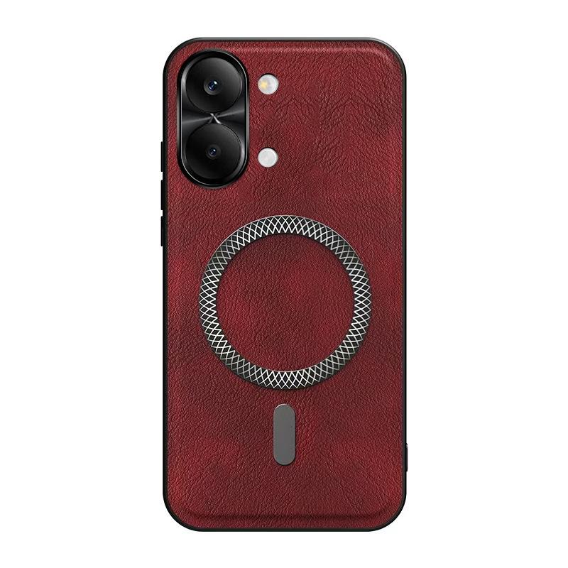Anwendbar für Xiaomi Redmi Turbo5Max Metalllinse magnetische Handyhülle Lederstruktur Redmi 15C sturzsichere Schutzhülle