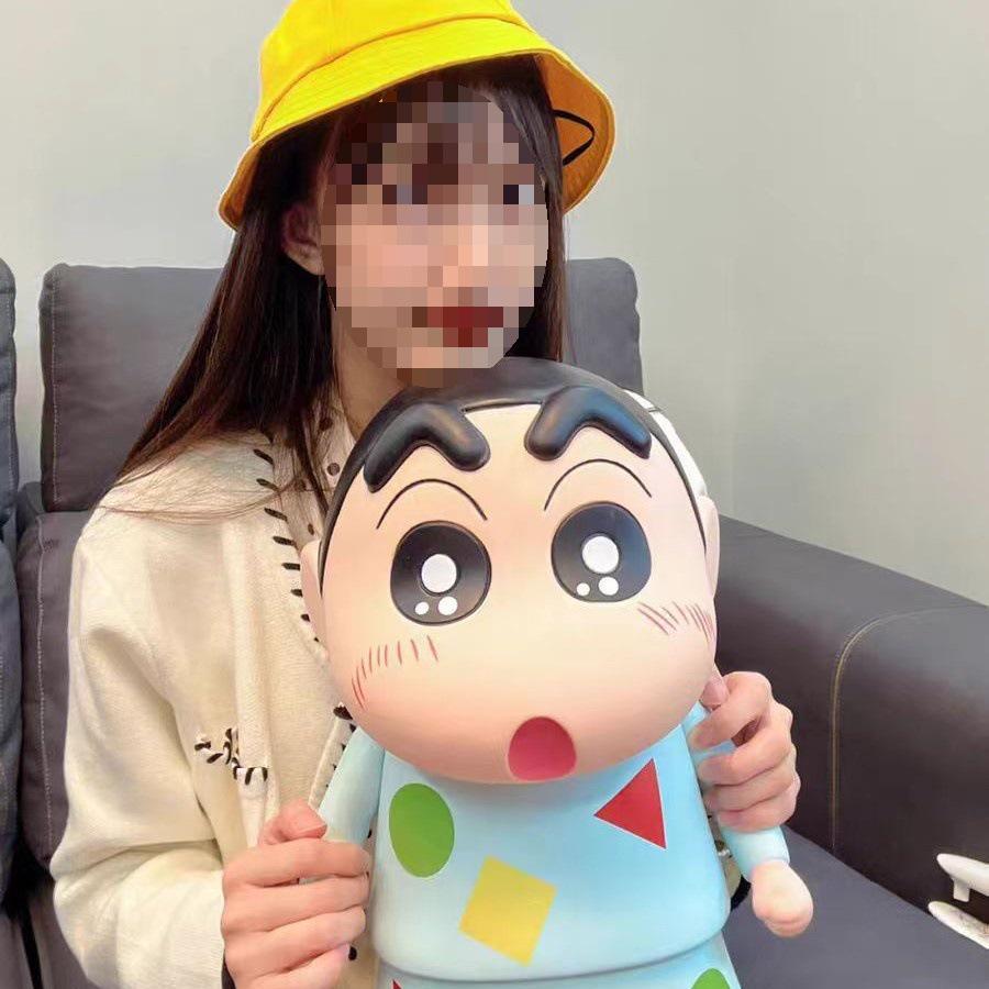 Crayon Shin-chan Large Figurine Piggy Bank - Cute Decorative Doll for Living Room or Entrance.