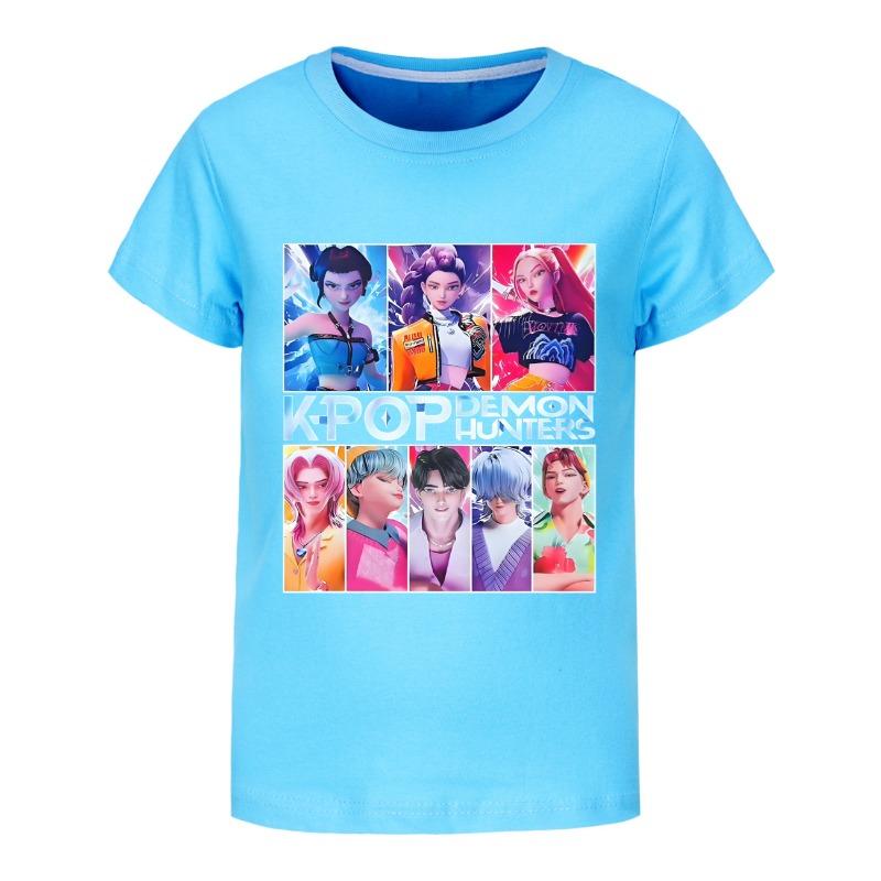 Dětské oblečení KPop Lovci démonů Saja Chlapecké Měkká bavlna Chlapecké Dívčí Tričko Letní móda Cool Dětské tričko Cosplay kostým