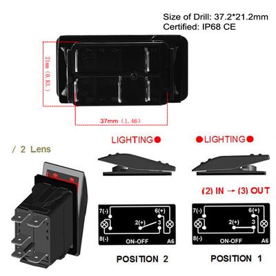 Wasserdichter 12V 20A Bar ARB 5P Push Rocker Kippschalter blaues LED-Licht