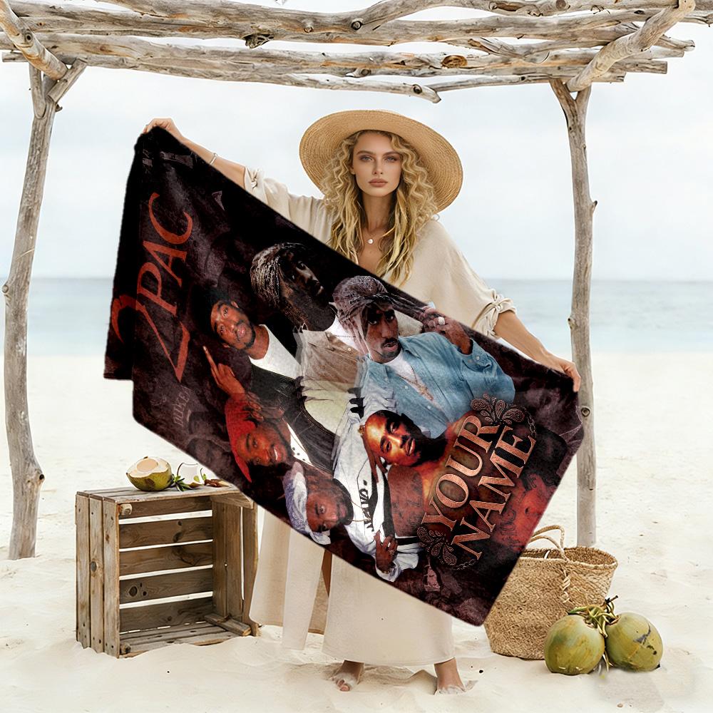 2pac Customize Your Name Beach Towel Soft Durable Quick-Dry Suitable for Swimming Gym Camping Yoga Vacation