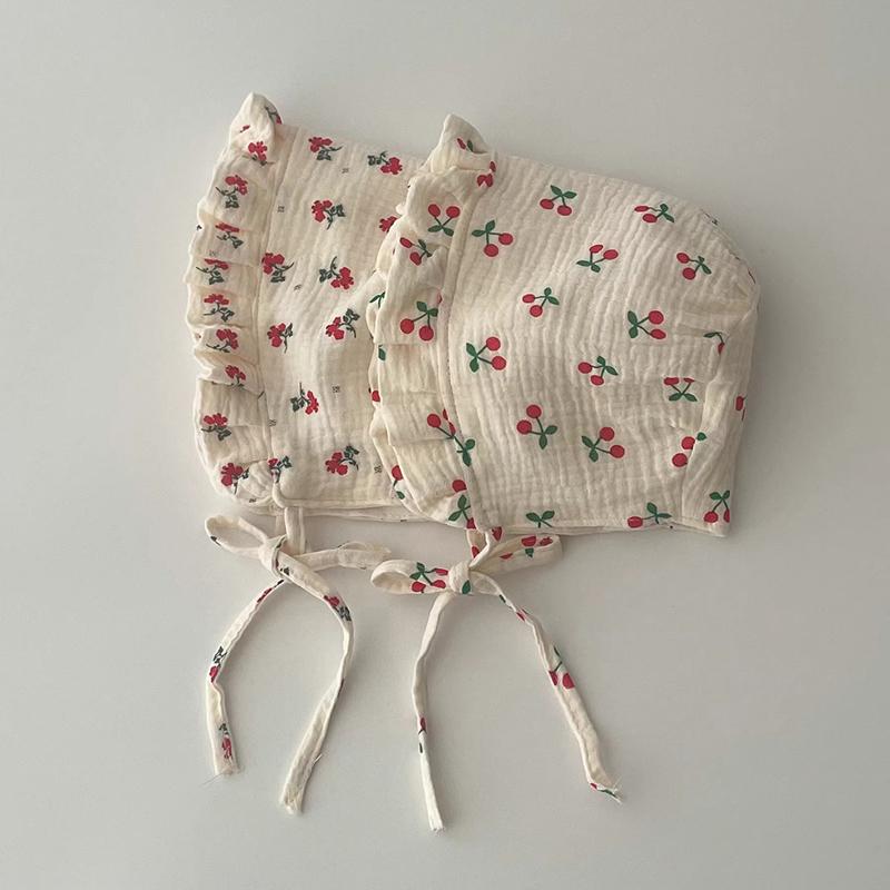 Sweet Baby Girls Court Hat Cute Dot Flower Newborn Baby Palace Hats Soft Cotton Infant Outdoor Sunshade Hats