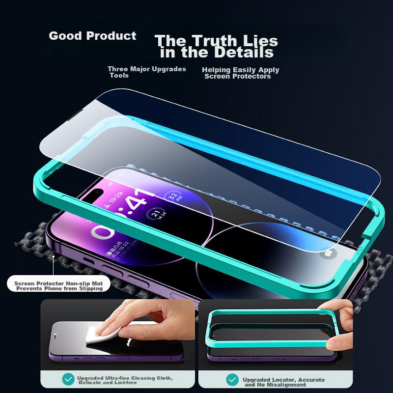 ESR IPhone 14 Pro Tempered Glass Screen Protector, Apple 14 Pro Phone Film, High-Definition Full Coverage Borderless, Shatterproof Front