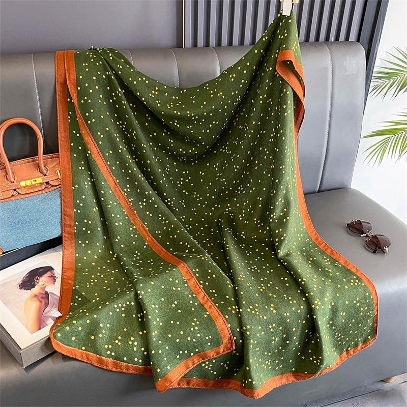New Spring Women Cotton Scarf Beach Hijab Shawls and Wraps  Luxury Brand Flower Female Foulard Echarpe Designer Bandana
