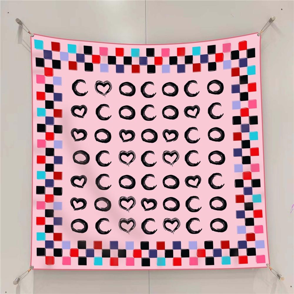 Silk Scarf Women Fashion Printed Square Scarves Head Echarpes Silk Foulards Femme Wraps Beach Shawls Bandana Lady Hijabs 90CM