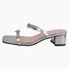 Popular silver retro thick heel one-word slippers women's summer wear 2025 new fairy style with skirt cool slippers