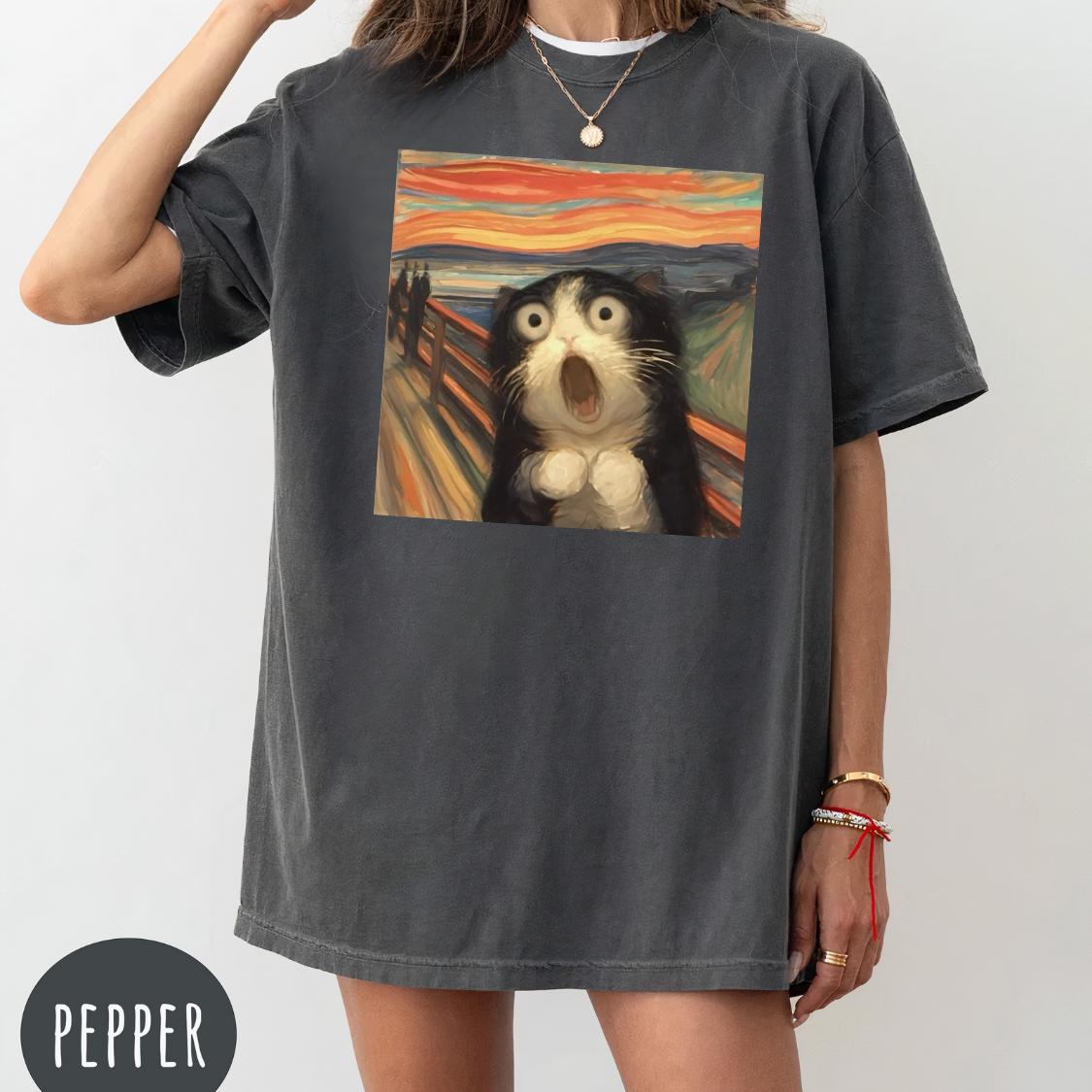 

Plus Size Summer Womens Funny Cat Scream Parody TShirt Cotton Breathable Stylish Versatile Street Style Oversized XL