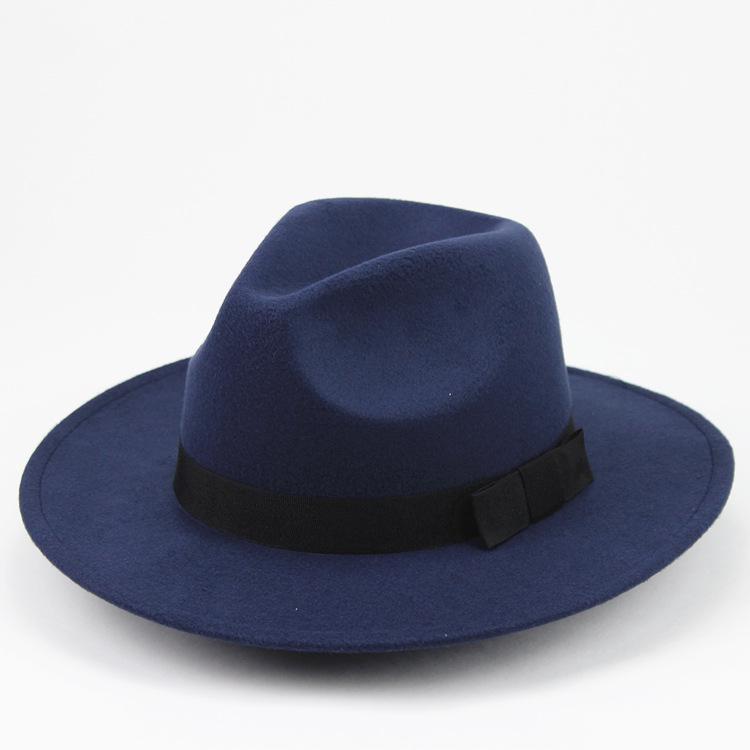 Unisex Retro Street Style Fedora-hatt med bred brätte - Jazzhatt i imitation av ullfilt