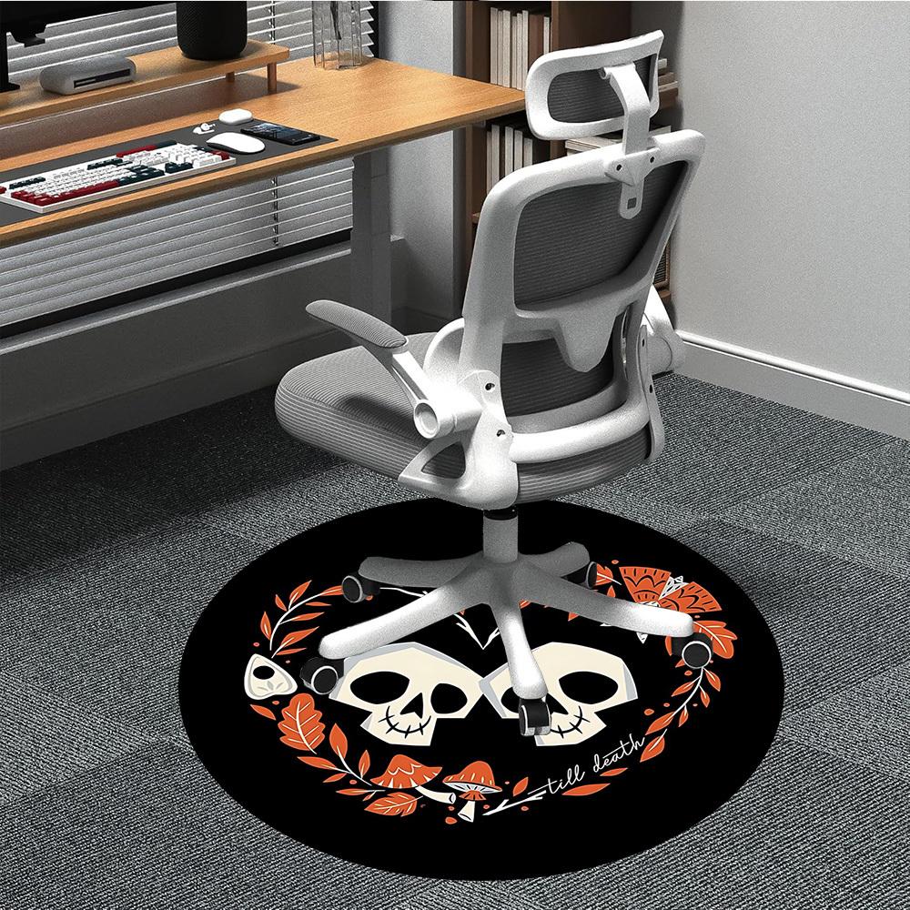 1pc Skulls Heart Office Round Area Rug, Mat Suitable For Office, Under Office Chairs Bedroom Living Room Home Decor, Room Deco