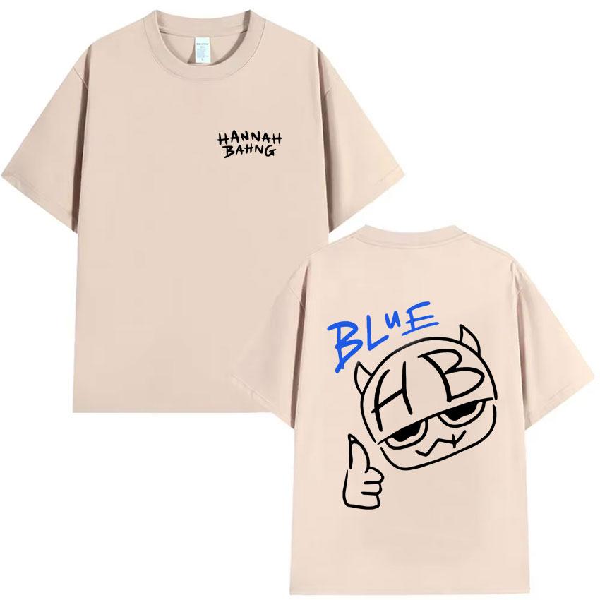 Summer Funny Hannah Bahng Blue Graphics Tshirt Streetwear Men Cotton Quality Short Sleeve Fashion TShirt Cozy Oversized Clothes