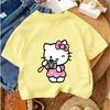 Hello Kitty Summer T-Shirt Cute Cartoon Casual Crew Neck Fashion Top for Boys and Girls