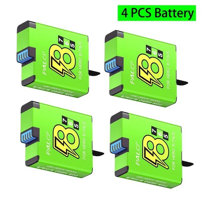 PALO 1800mAh Battery for GoPro Hero 8/7/6/5+LCD Black Battery Charger for GoPro