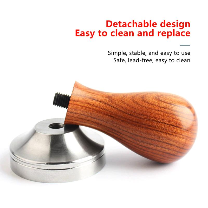 49/51/53/58mm Dřevěný pěchovadlo na kávu Vnitřní pružina Vyvážená síla Kávový kladivo Nerezová základna Nástroje pro baristy