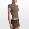 Nike X SKIMS Ribbed Seamless Vintage Fitted Crew Neck Short Sleeve T-Shirt Women Tops SSSSL9718W-DOD