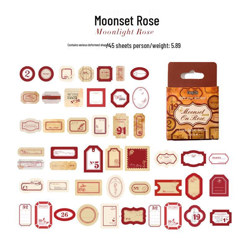 Love Label Retro PET Waterproof Stickers: Sugar Poetry Box for Diaries - 4 Types