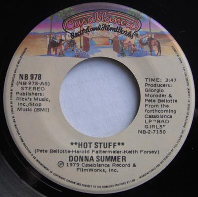 7inch Record DONNA SUMMER  Hot Stuff NB978 Casablanca 1979 Canada Dance  Electronica Used