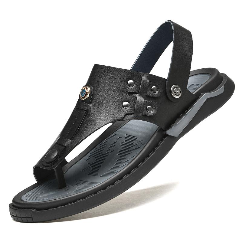 Newest Mens Sandals Genuine Leather Casual Shoes Men Beach Sandalia Brand Man Slippers Black White Sneakers Comfortable Summer Shoe
