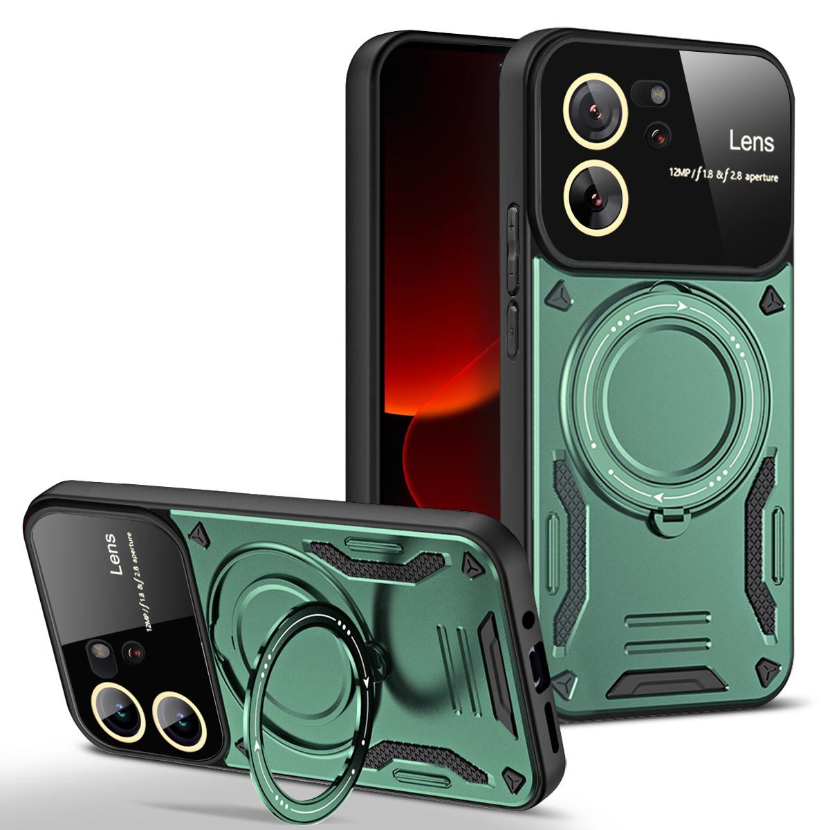 

Чехол Magsafe Wireless Charging Armor для Xiaomi Mi 11T 12T 13T Pro 11 12 13 T с магнитным кольцом и защитным чехлом для объектива For Xiaomi 13T Pro зелёный