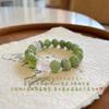 Natural Women's Fashion Xiuyan Jade Bracelet with Green Grape Milk Cap and Pink Crystal Peace Buckle