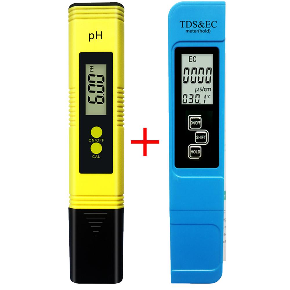 PH Meter & TDS Meter Digital Water Quality Tester 0-14 PH Meter Tester 0-9990PPM TDS&EC LCD Water Purity PPM Aquarium Filter