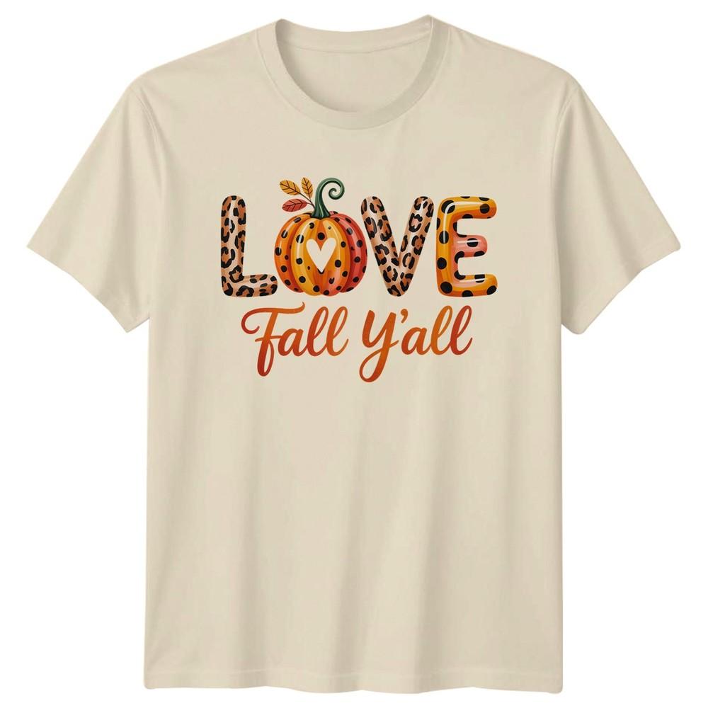 Love Fall Yall TShirt Pumpkin Leopard Autumn Thanksgiving Gift For Him And Her