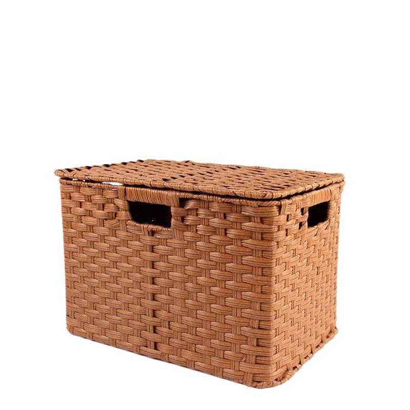 Vävd förvaringslåda med lock: Hushållsorganisatör för snacks, leksaker och diverse