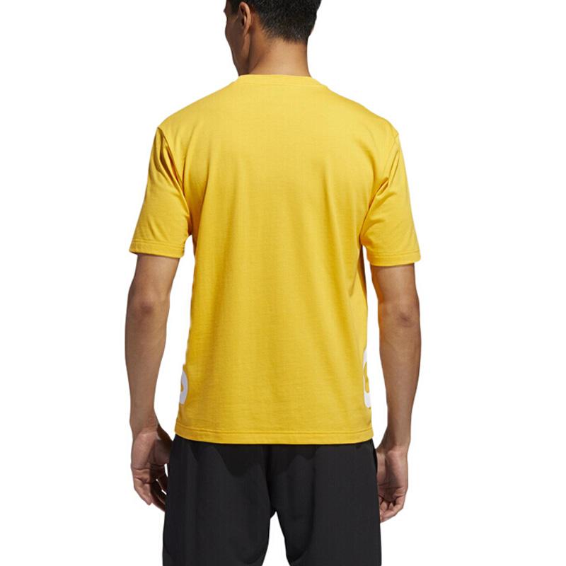 Adidas Sport Round Neck Casual Letter T-Shirt Men Tops Yellow GK3327
