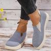 Damen Einfarbige Atmungsaktive Sportschuhe, Weichsohlige Leichte und Rutschfeste Laufschuhe, Low-Top Gestrickte Freizeitschuhe